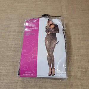 Spirit Running Wild Leopard Cat Costume Catsuit Headband Choker Adult Small